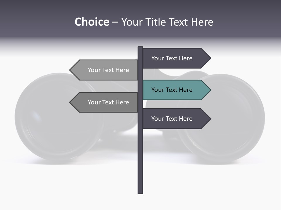 Black Binoculars On White Background. PowerPoint Template