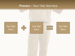 Casual Senior Man Talking To The Viewer; Isolated On White PowerPoint Template