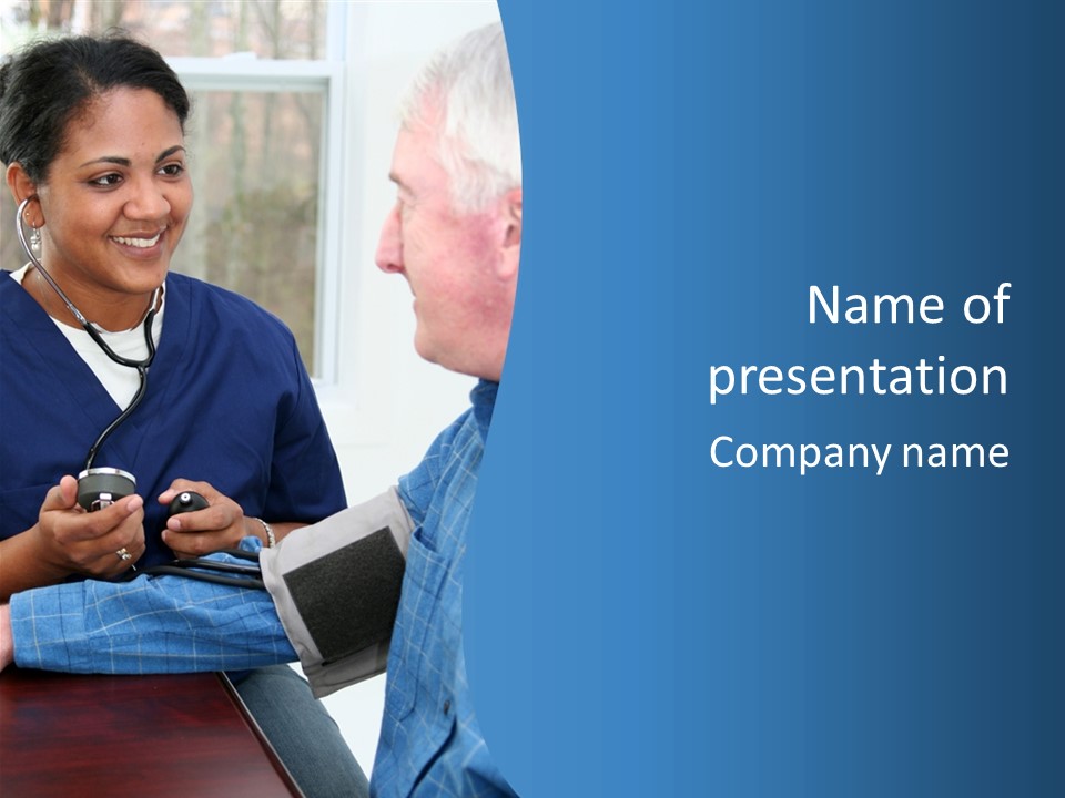 Man Having His Blood Pressure Checked By A Nurse PowerPoint Template