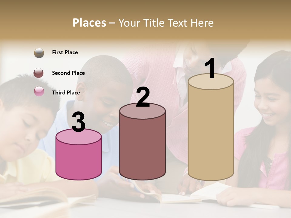 A Group Of Children Sitting At A Table With A Teacher PowerPoint Template