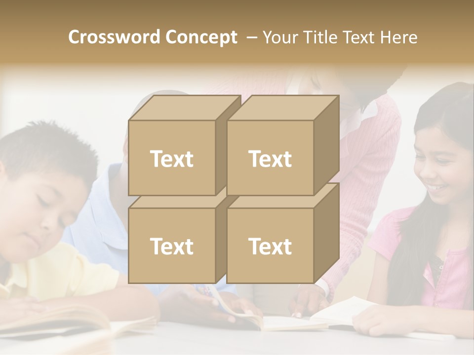 A Group Of Children Sitting At A Table With A Teacher PowerPoint Template