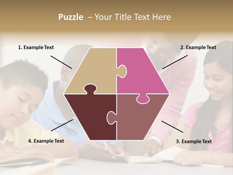 A Group Of Children Sitting At A Table With A Teacher PowerPoint Template