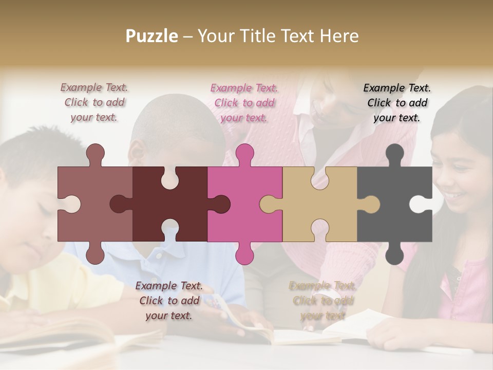 A Group Of Children Sitting At A Table With A Teacher PowerPoint Template