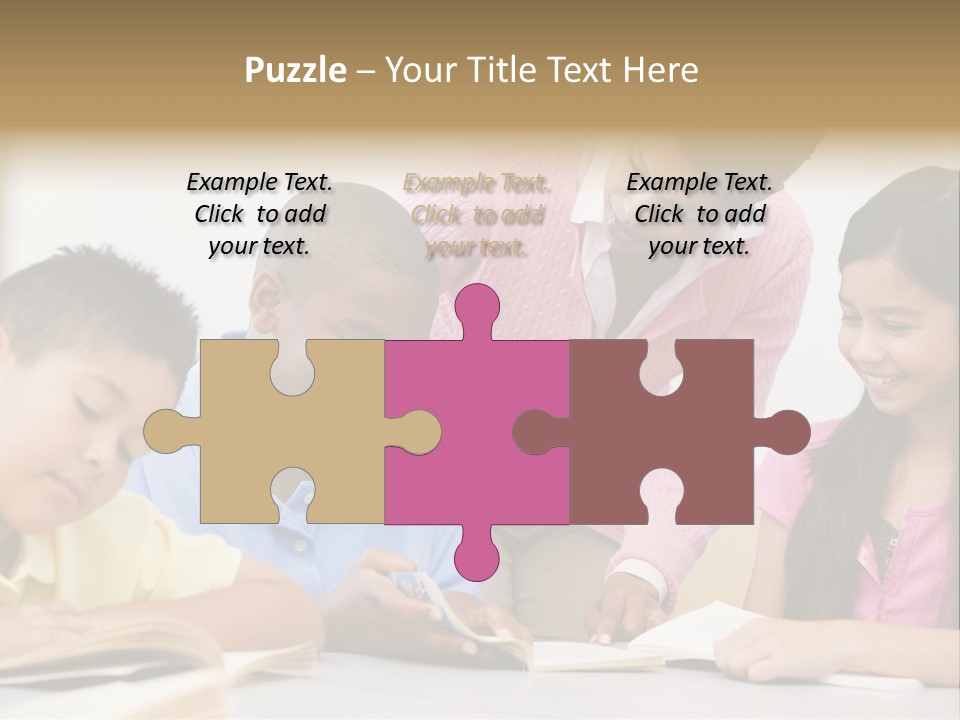 A Group Of Children Sitting At A Table With A Teacher PowerPoint Template