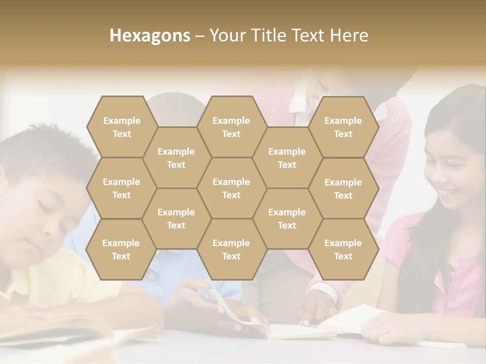 A Group Of Children Sitting At A Table With A Teacher PowerPoint Template