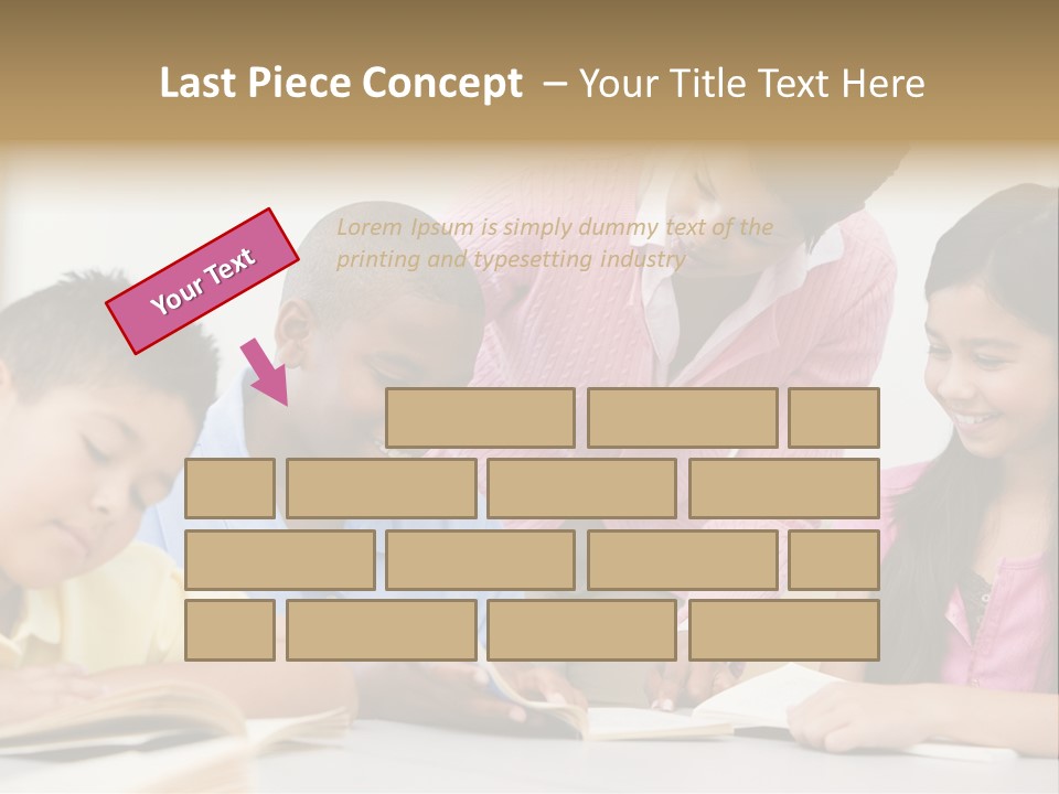 A Group Of Children Sitting At A Table With A Teacher PowerPoint Template