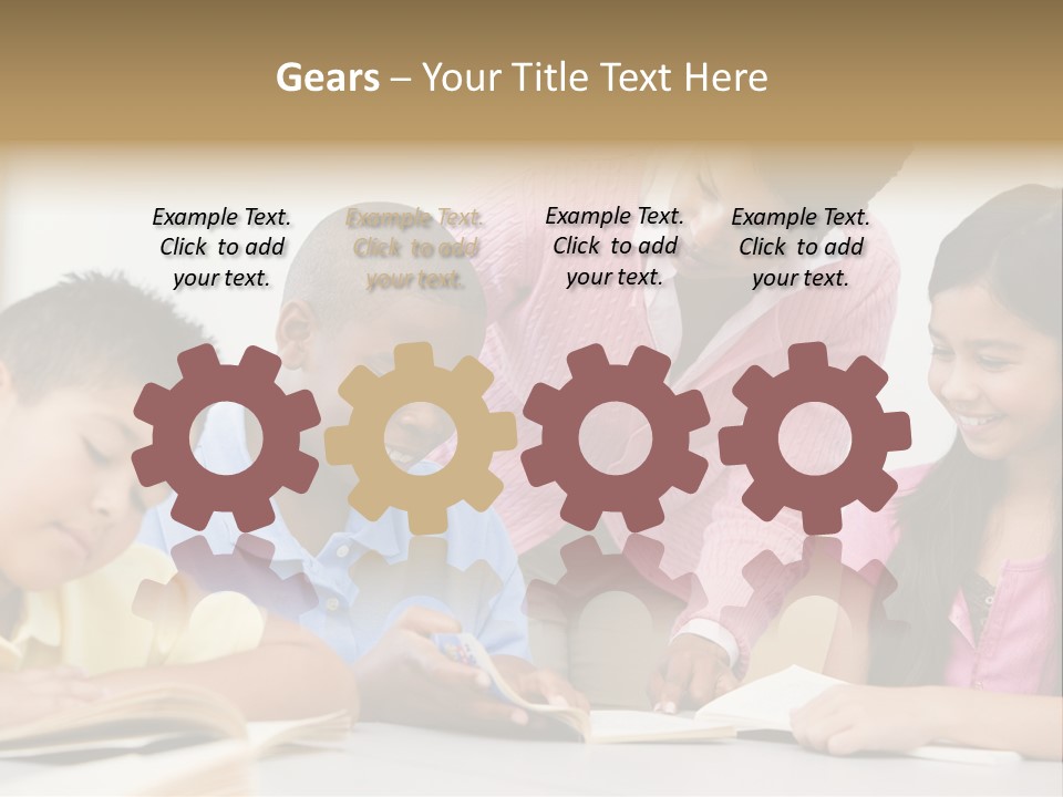 A Group Of Children Sitting At A Table With A Teacher PowerPoint Template