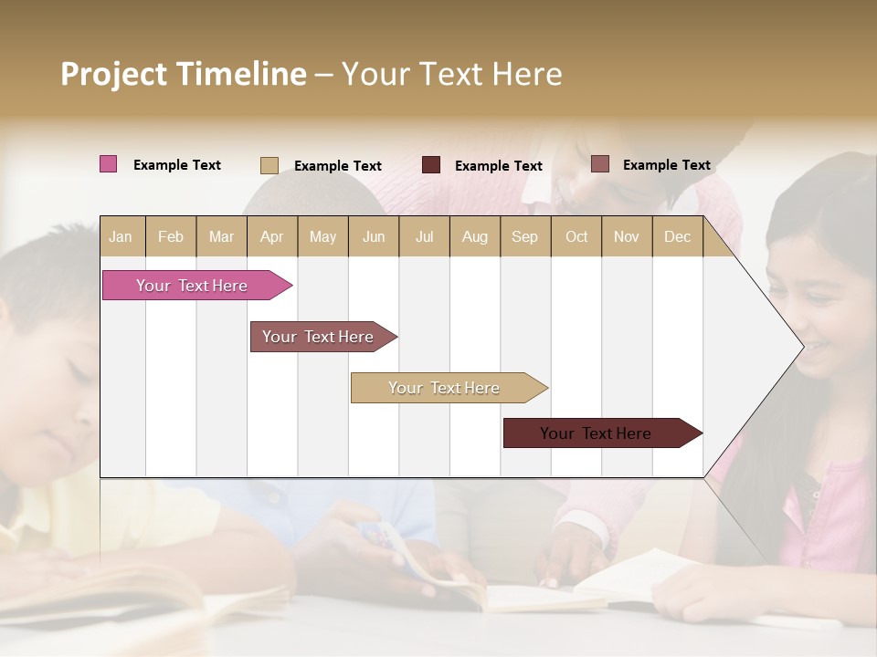 A Group Of Children Sitting At A Table With A Teacher PowerPoint Template