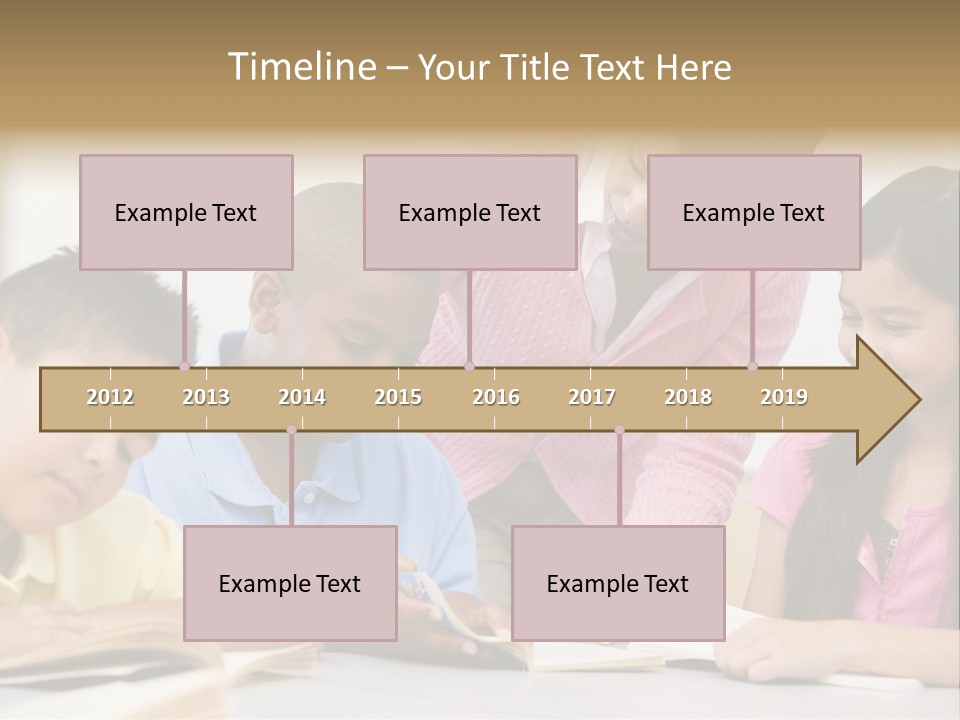A Group Of Children Sitting At A Table With A Teacher PowerPoint Template
