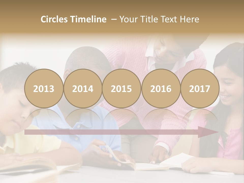 A Group Of Children Sitting At A Table With A Teacher PowerPoint Template