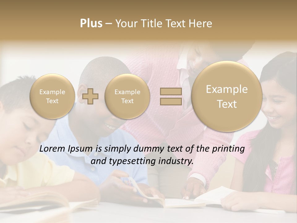 A Group Of Children Sitting At A Table With A Teacher PowerPoint Template