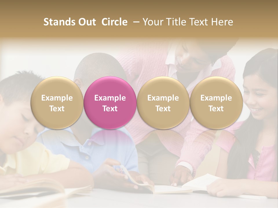 A Group Of Children Sitting At A Table With A Teacher PowerPoint Template