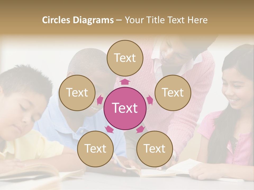 A Group Of Children Sitting At A Table With A Teacher PowerPoint Template