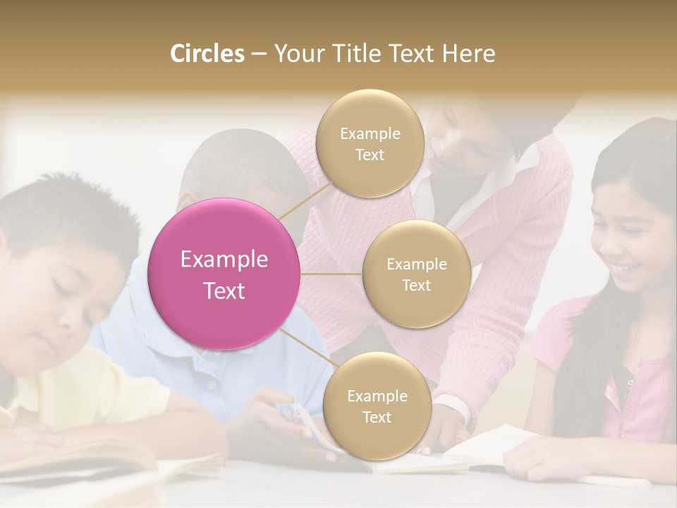 A Group Of Children Sitting At A Table With A Teacher PowerPoint Template