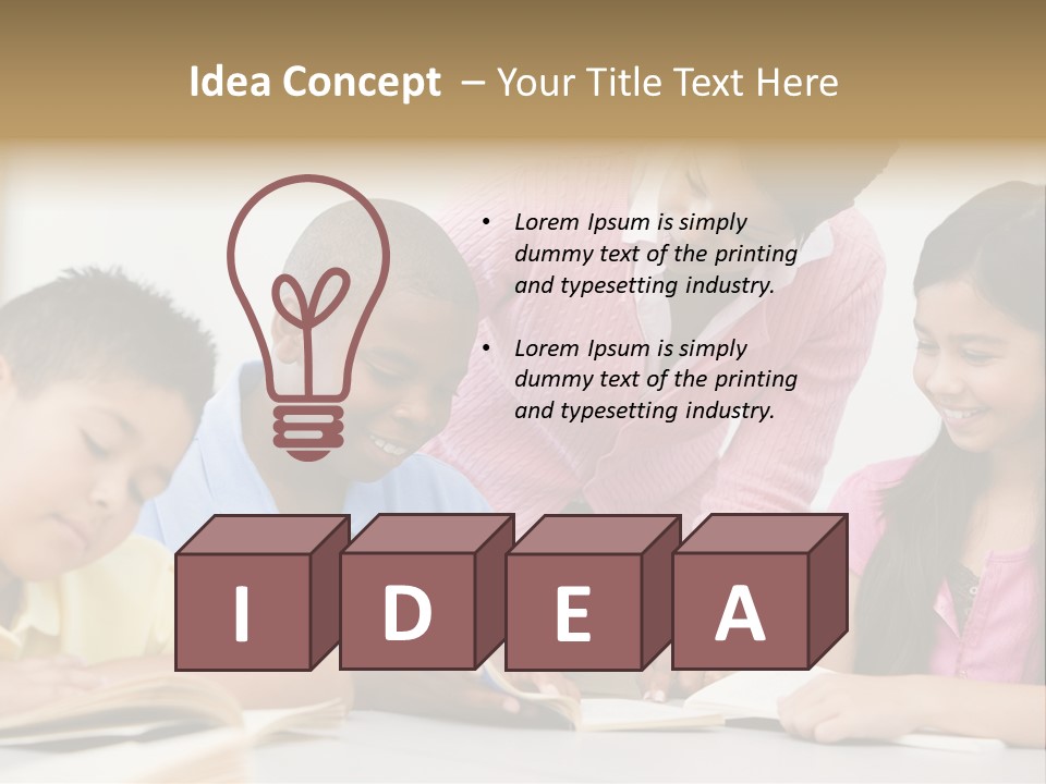 A Group Of Children Sitting At A Table With A Teacher PowerPoint Template