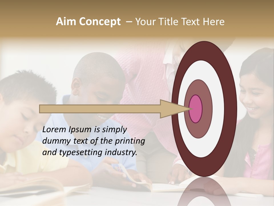 A Group Of Children Sitting At A Table With A Teacher PowerPoint Template