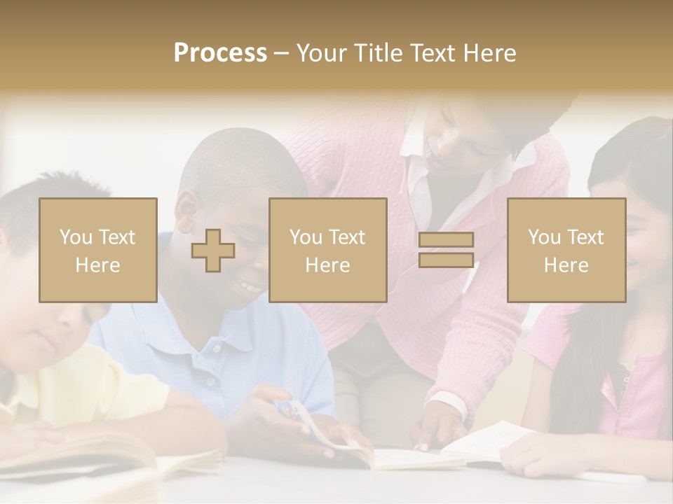 A Group Of Children Sitting At A Table With A Teacher PowerPoint Template