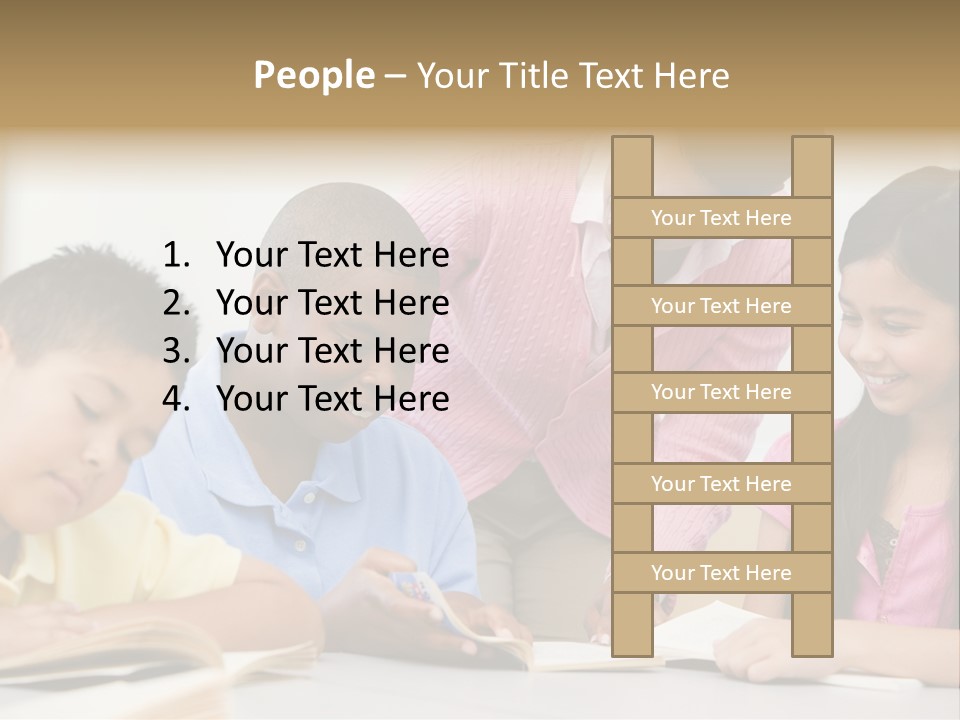 A Group Of Children Sitting At A Table With A Teacher PowerPoint Template