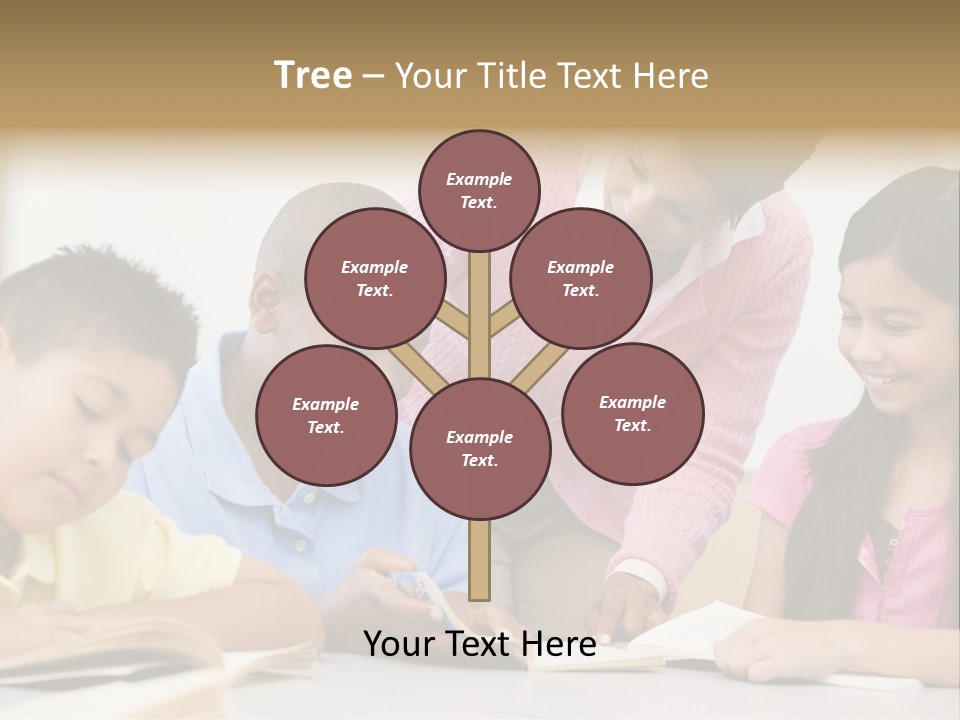A Group Of Children Sitting At A Table With A Teacher PowerPoint Template