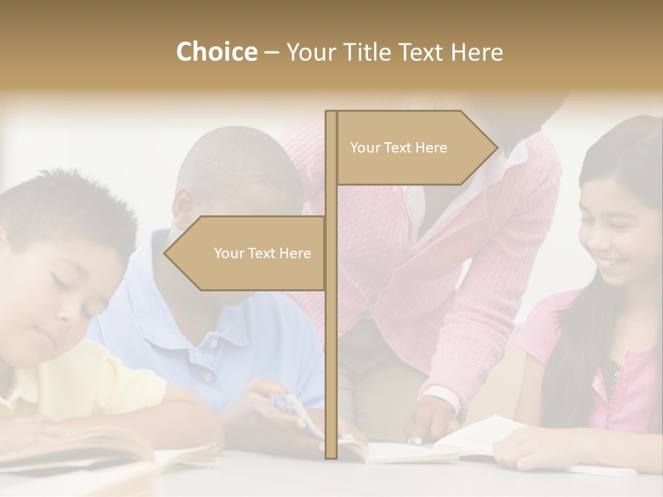 A Group Of Children Sitting At A Table With A Teacher PowerPoint Template