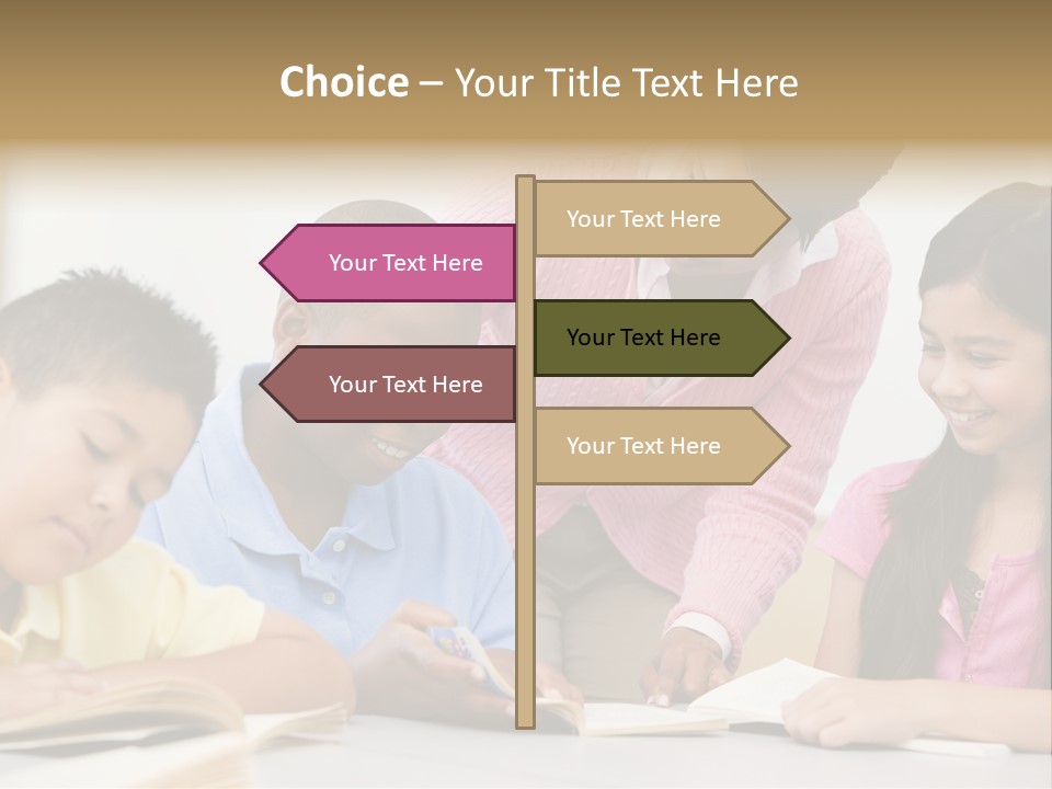 A Group Of Children Sitting At A Table With A Teacher PowerPoint Template
