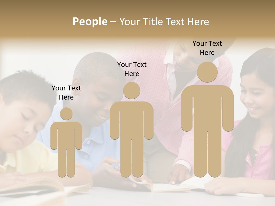 A Group Of Children Sitting At A Table With A Teacher PowerPoint Template