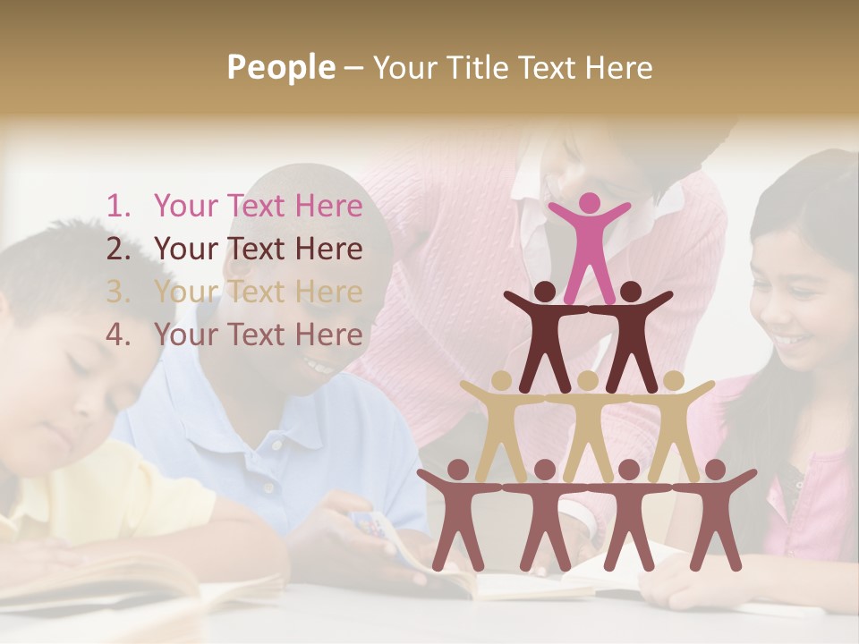 A Group Of Children Sitting At A Table With A Teacher PowerPoint Template