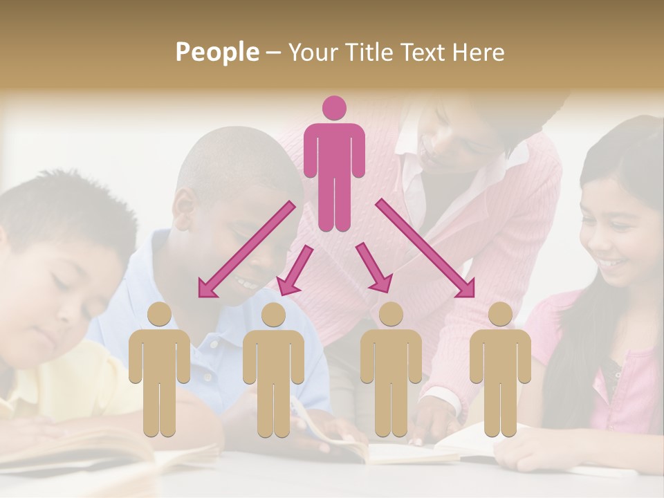 A Group Of Children Sitting At A Table With A Teacher PowerPoint Template