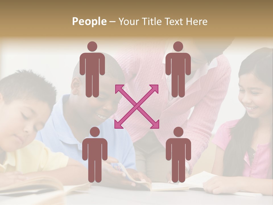 A Group Of Children Sitting At A Table With A Teacher PowerPoint Template