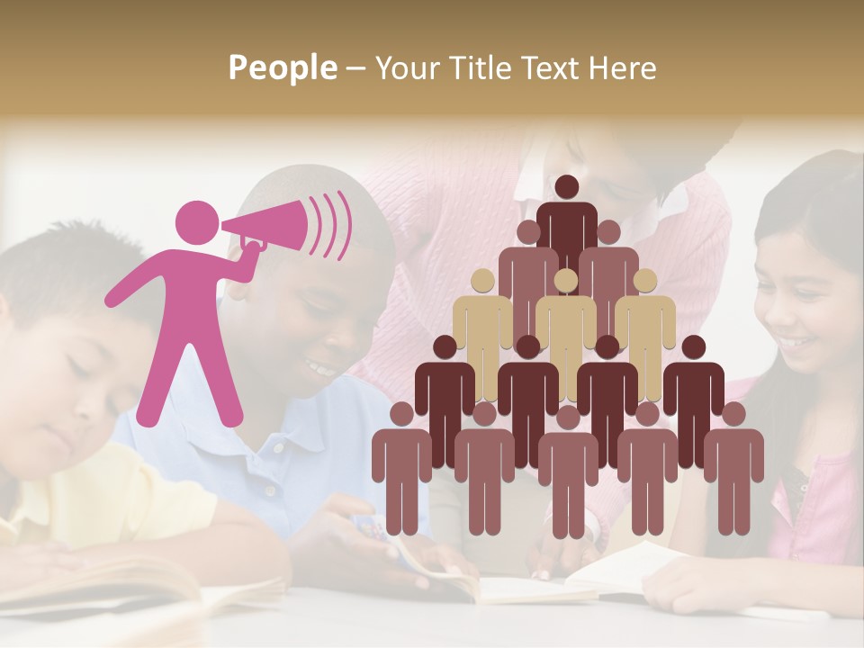 A Group Of Children Sitting At A Table With A Teacher PowerPoint Template