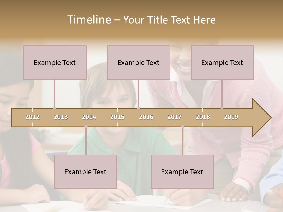 Teacher And Pupil In Elementary School Classroom Working On Written Project PowerPoint Template