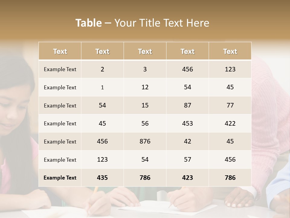 Teacher And Pupil In Elementary School Classroom Working On Written Project PowerPoint Template