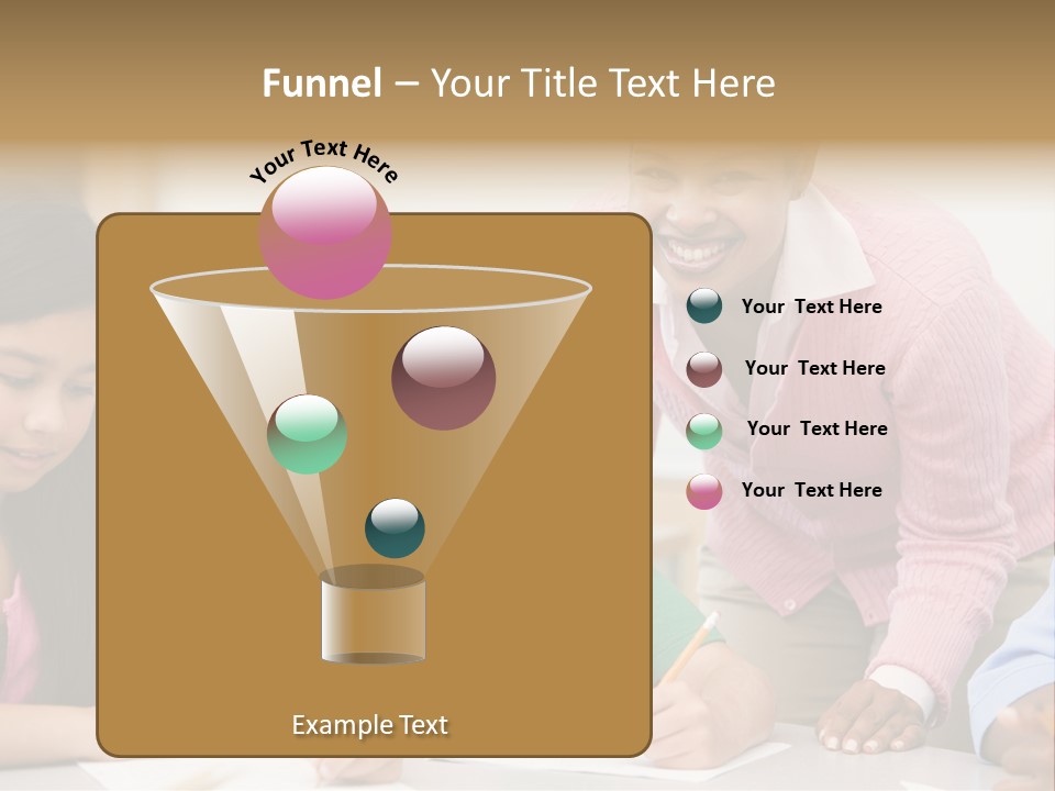 Teacher And Pupil In Elementary School Classroom Working On Written Project PowerPoint Template