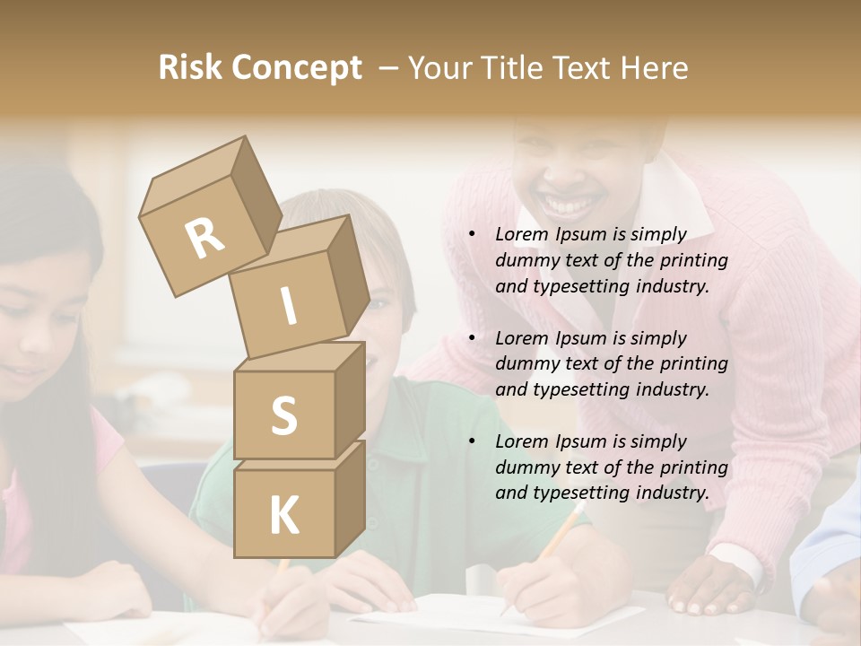 Teacher And Pupil In Elementary School Classroom Working On Written Project PowerPoint Template