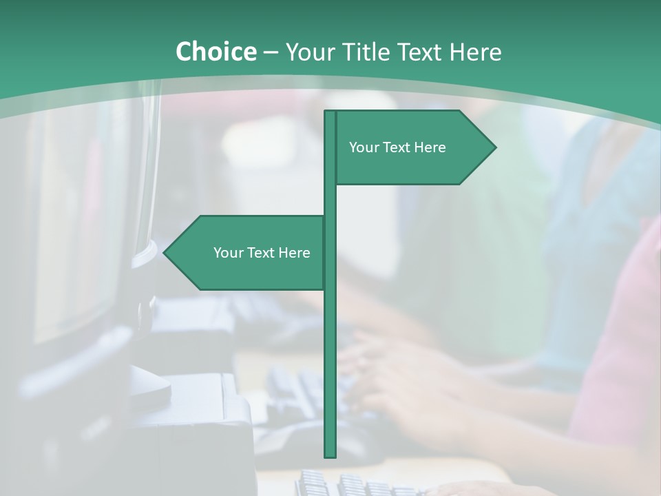Male Pupil In Elementary School Computer Class PowerPoint Template