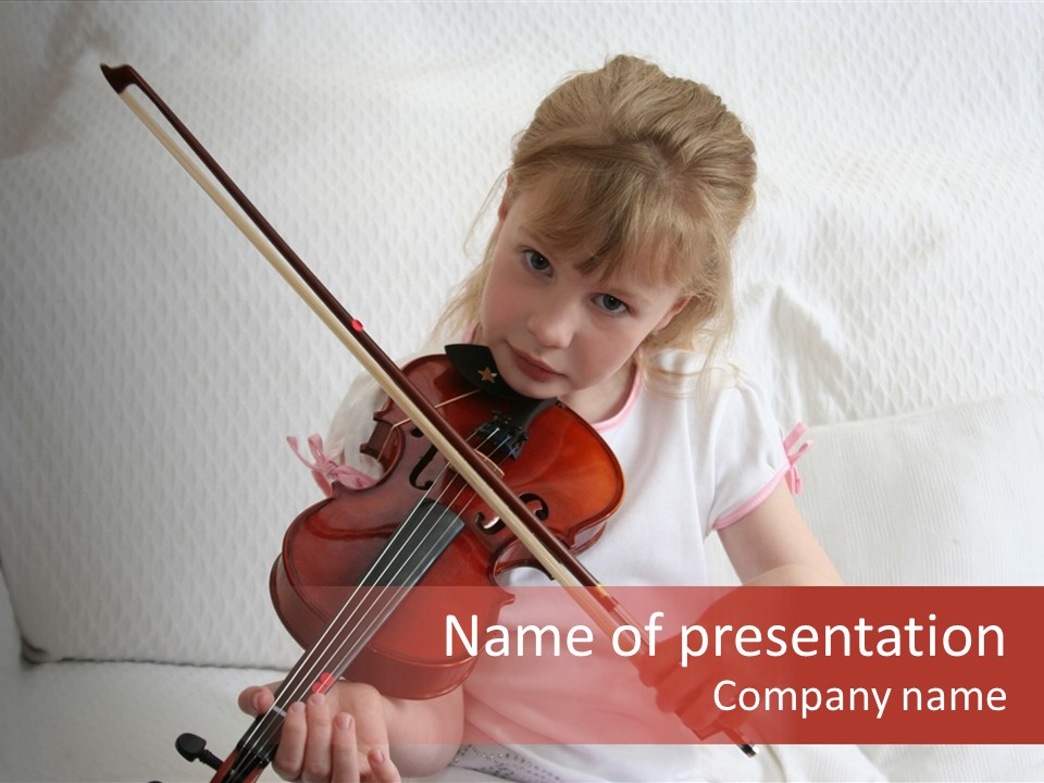 Young Girl Practicing Her Violin PowerPoint Template