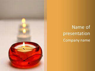 Candle In Holder With Tree Out Of Focus Candles PowerPoint Template