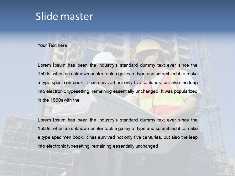 Building Developer And Contractor Discuss Progress On A Hirise Construction Project At The Job Site PowerPoint Template