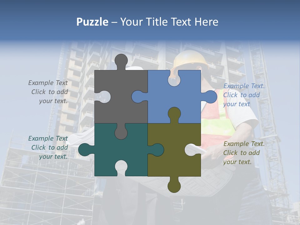 Building Developer And Contractor Discuss Progress On A Hirise Construction Project At The Job Site PowerPoint Template