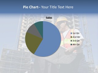 Building Developer And Contractor Discuss Progress On A Hirise Construction Project At The Job Site PowerPoint Template