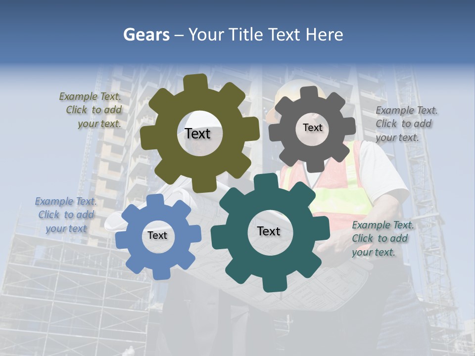 Building Developer And Contractor Discuss Progress On A Hirise Construction Project At The Job Site PowerPoint Template