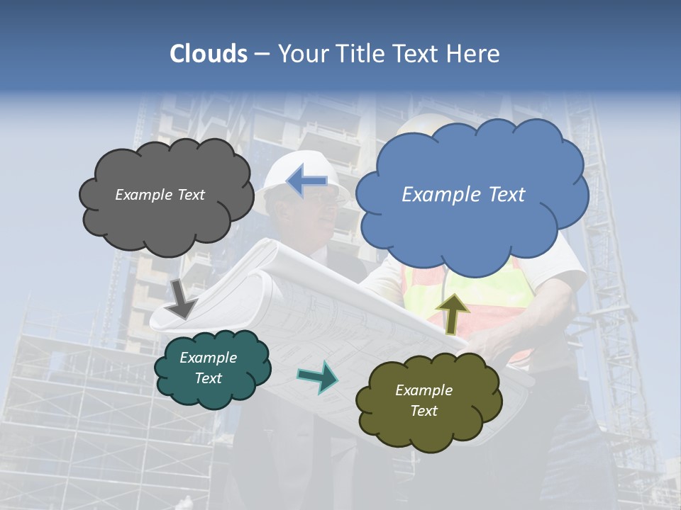 Building Developer And Contractor Discuss Progress On A Hirise Construction Project At The Job Site PowerPoint Template