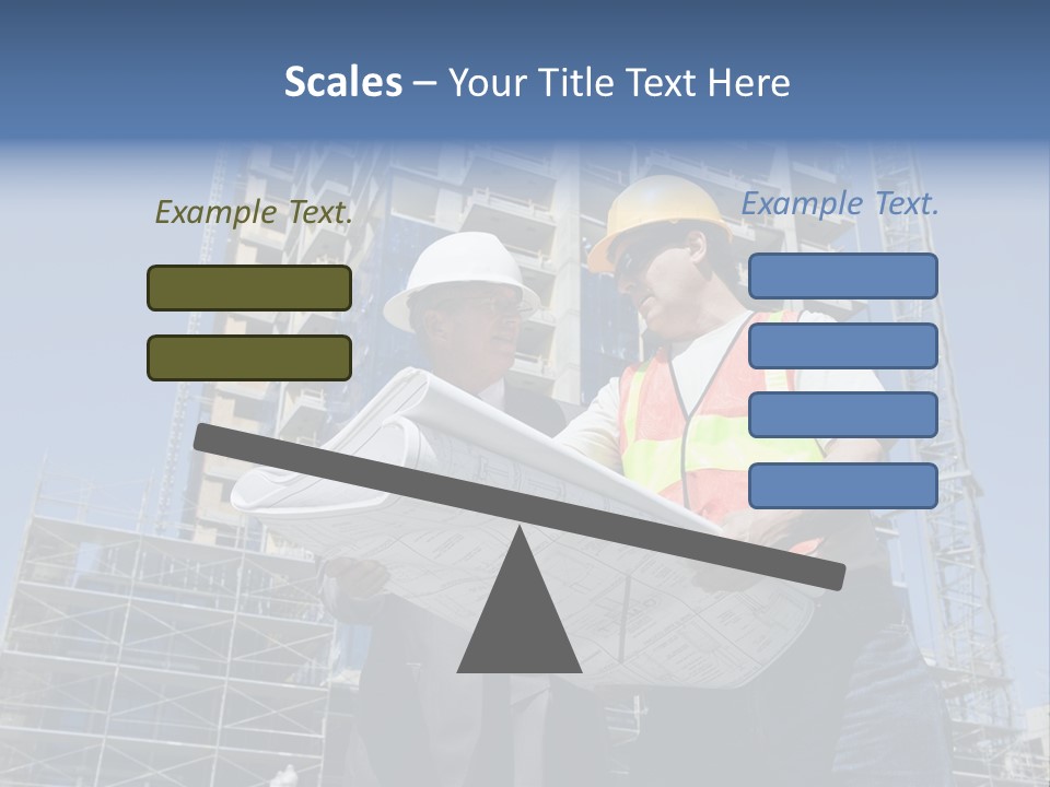 Building Developer And Contractor Discuss Progress On A Hirise Construction Project At The Job Site PowerPoint Template