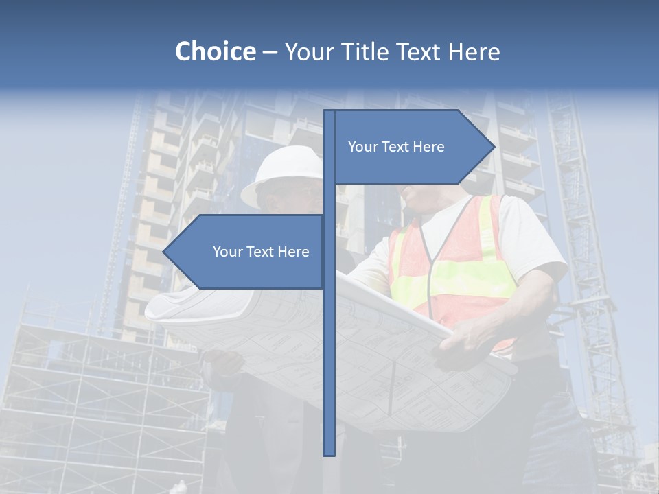 Building Developer And Contractor Discuss Progress On A Hirise Construction Project At The Job Site PowerPoint Template