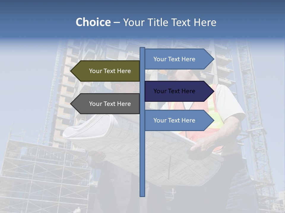 Building Developer And Contractor Discuss Progress On A Hirise Construction Project At The Job Site PowerPoint Template