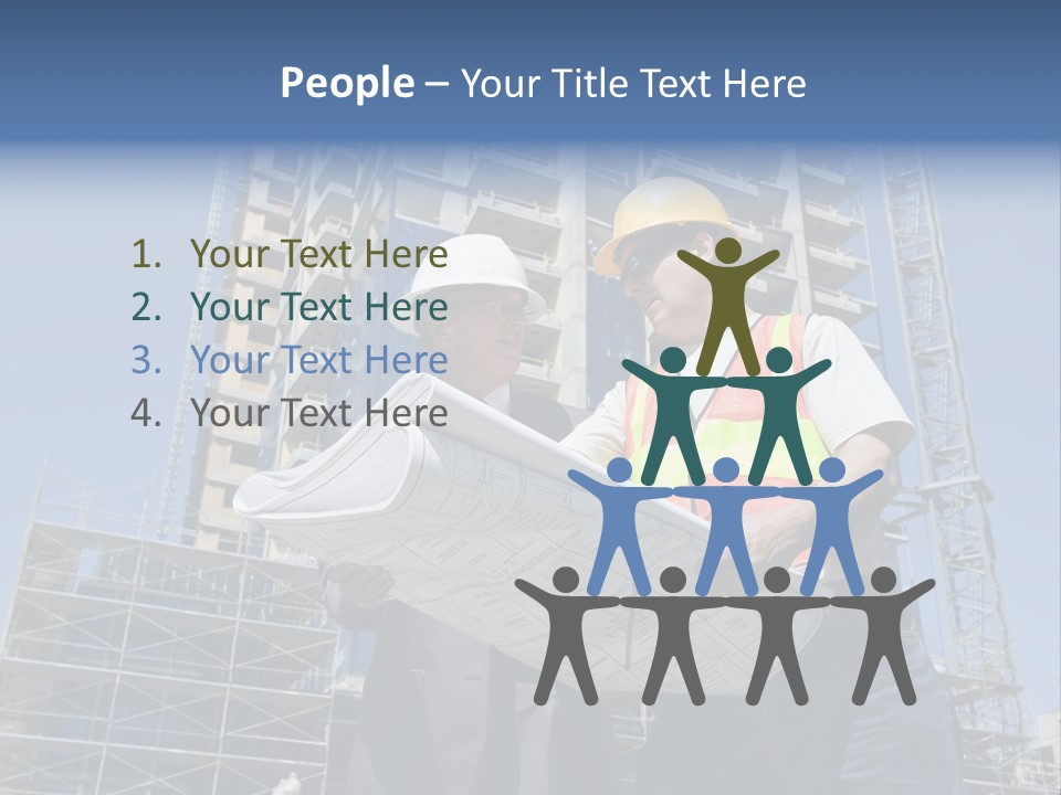 Building Developer And Contractor Discuss Progress On A Hirise Construction Project At The Job Site PowerPoint Template