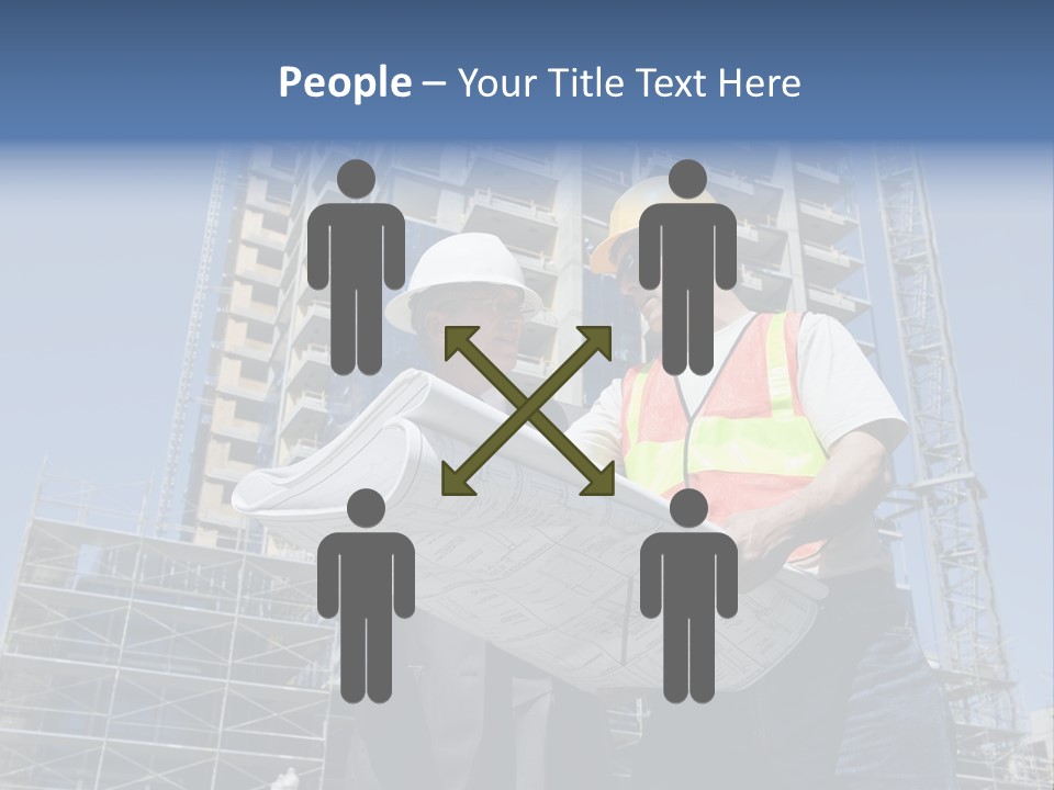 Building Developer And Contractor Discuss Progress On A Hirise Construction Project At The Job Site PowerPoint Template