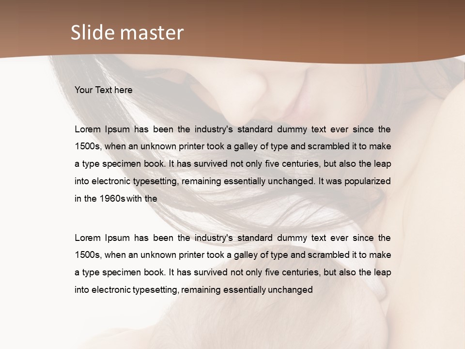 Picture Of Happy Mother With Baby Over White PowerPoint Template