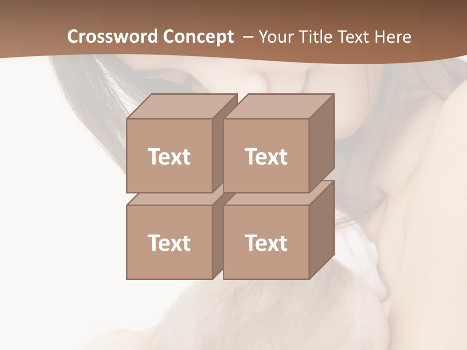 Picture Of Happy Mother With Baby Over White PowerPoint Template