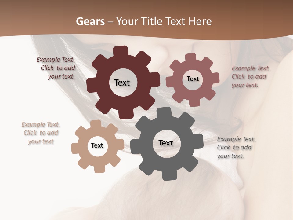 Picture Of Happy Mother With Baby Over White PowerPoint Template